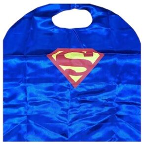 Super Man Cape Blue Hero Shield Reversible Halloween Book Parade Preppy Classic